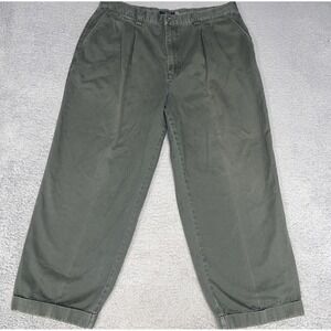 VTG Gap Khakis Pants Men's 36x32 (34x25) Olive Green Loose Fit Pleated Chino Y2k